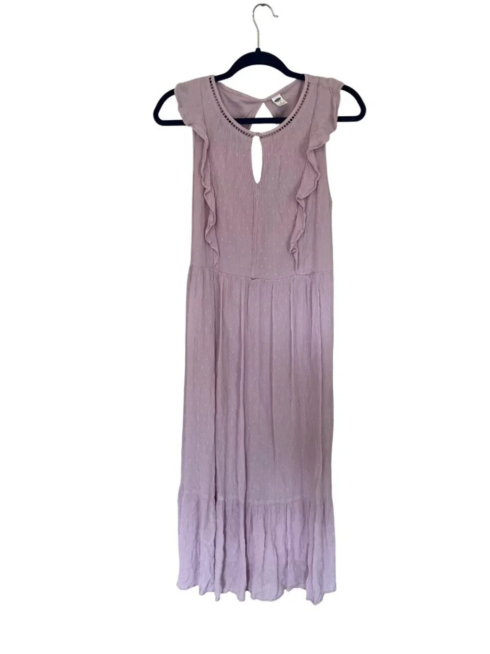 Old Navy Lavender Sleeveless Sundress Midi Dress Ruffle Lined Lilac Keyhole Med - Picture 2 of 11
